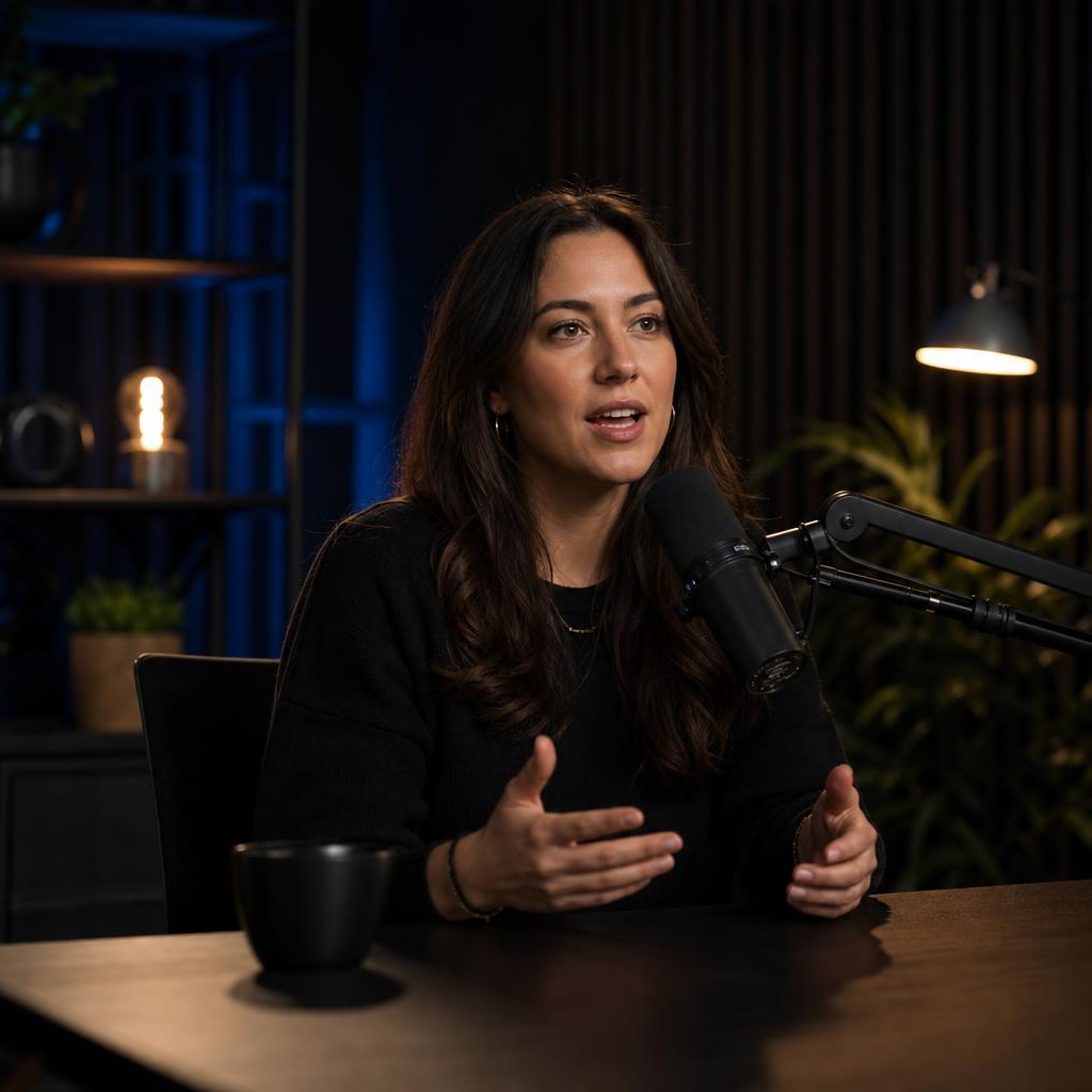 A podcaster recording an episode